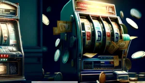 闪耀老虎机滚轮爆出金币的特效图